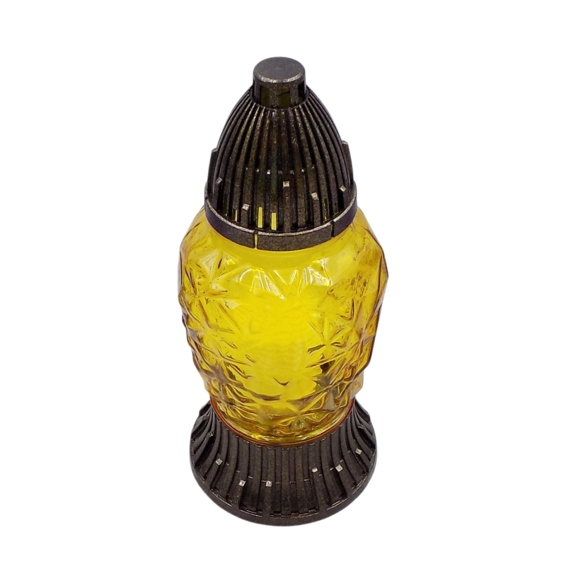 Лампадка скляна середня ребриста жовта LP48 20год