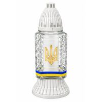 Лампадка скляна середня патріотична для Героїв з Гербом України LP54U 20 год 