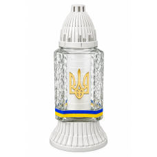 Лампадка скляна середня патріотична для Героїв з Гербом України LP54U 20 год 