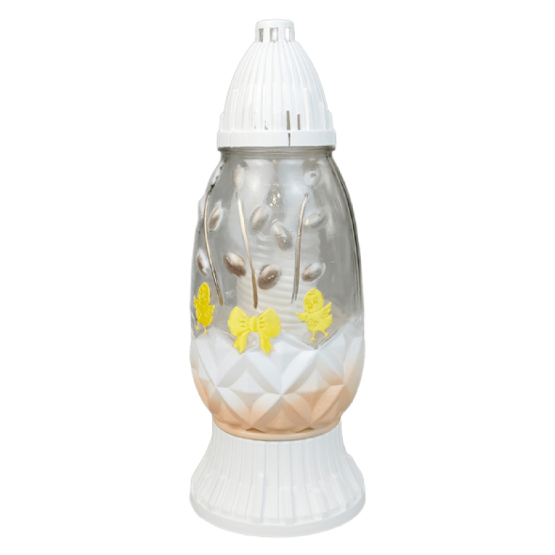 Лампадка середня скляна великодня з вербою бежева LPJ4U Ozdoba 33 год