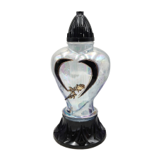 Лампадка скляна велика серце з трояндою Lampion Серце Живиця прозора 45 год