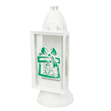 Лампадка середня біла з зеленою аплікацією Різдвяний Подарунок 28 см