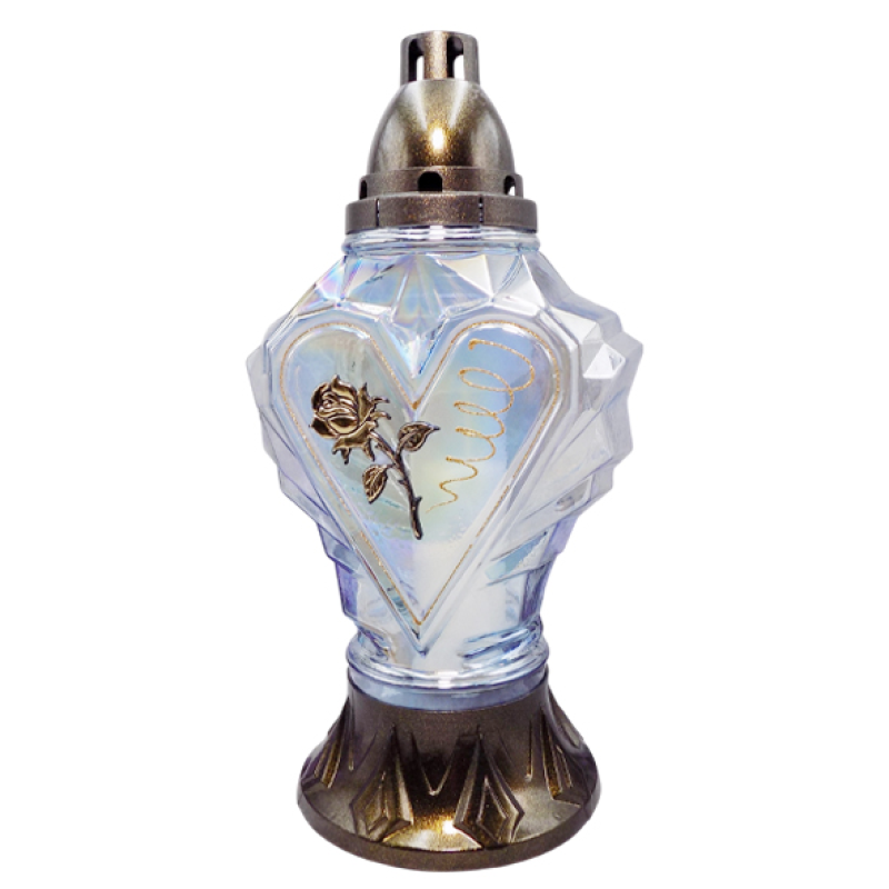 Лампадка велика скляна Серце діамант прозора Лампадка велика скляна Серце діамант прозора