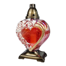 Лампадка скляна велика серце Serce Roza червоне 33год