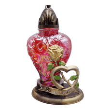 Лампадка велика серце аплікація червона 45 годин