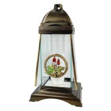 Лампадка новорічна скляна з декором двох свічок Trapez-3