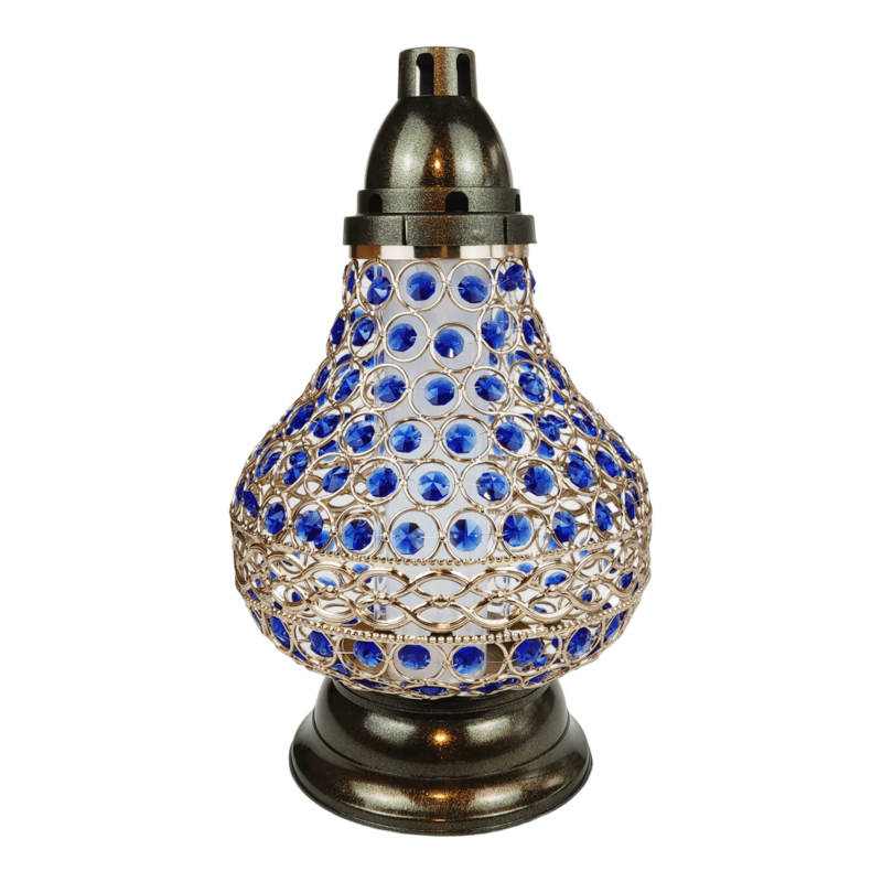 Лампадка велика ажурна ручної роботи Witraz Premium Gold Blue