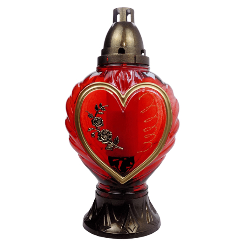 Лампадка велика скляна серце вінок червона