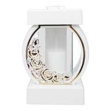 Лампадка велика біла з трояндами Kolo Ratan Roza Decor 120 год