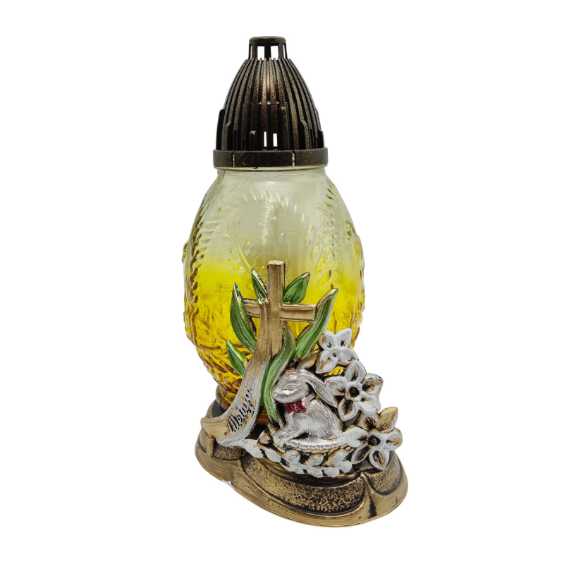 Лампадка скляна середня великодня з аплікацією кролик LPJ3Apl 20год
