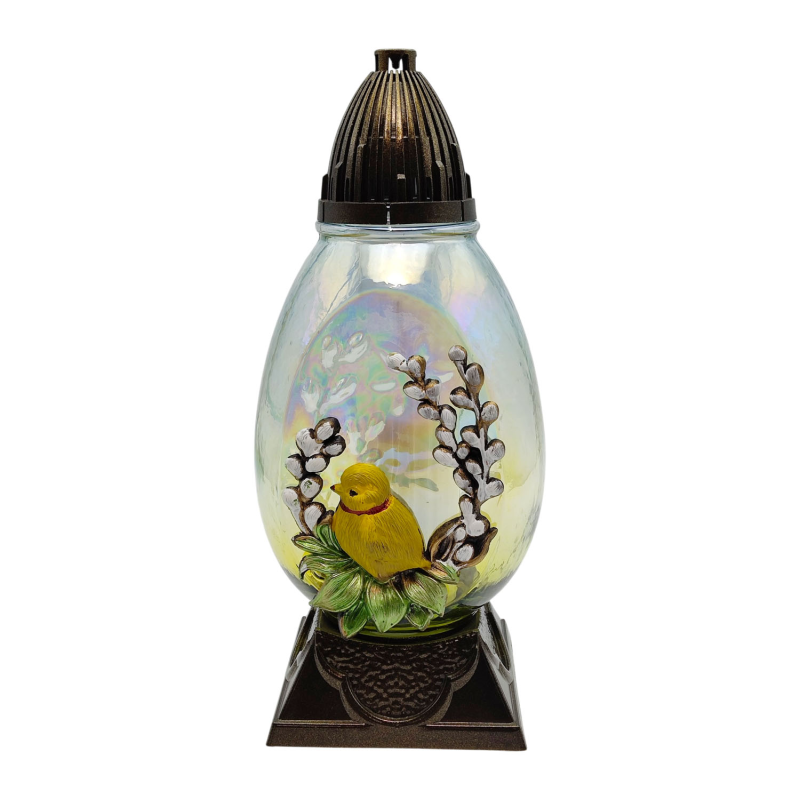 Лампадка скляна велика з аплікацією LPD Jajko plaskie 45год