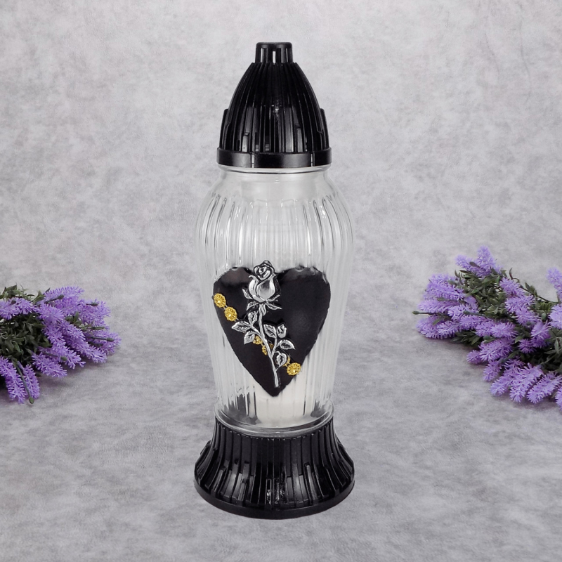 Лампадка скляна з серцем та трояндою LP229 Ozdoba 33год