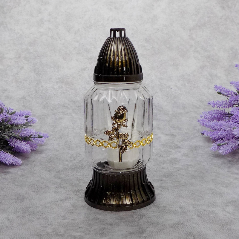 Лампадка скляна з трояндою 562U Apl 20 год