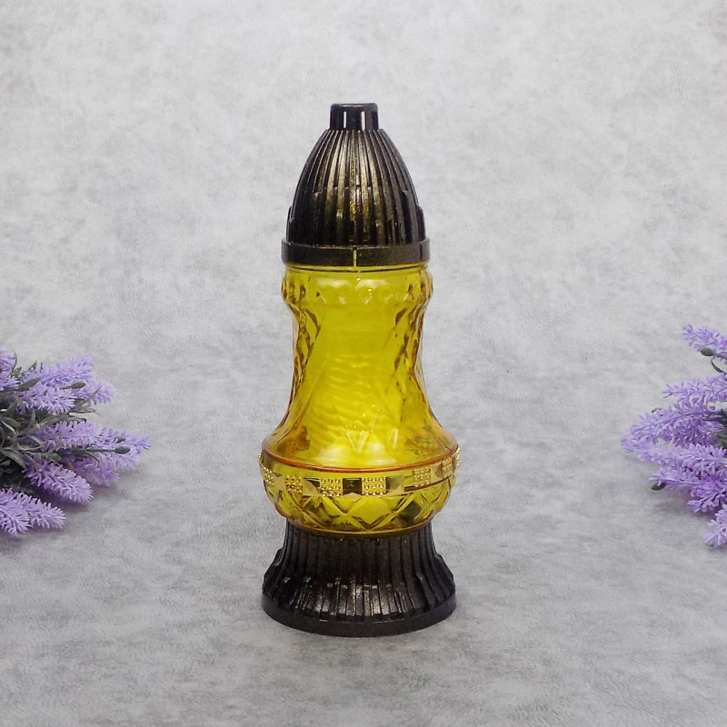 Лампадка скляна середня мікс LP557U 20 год жовта