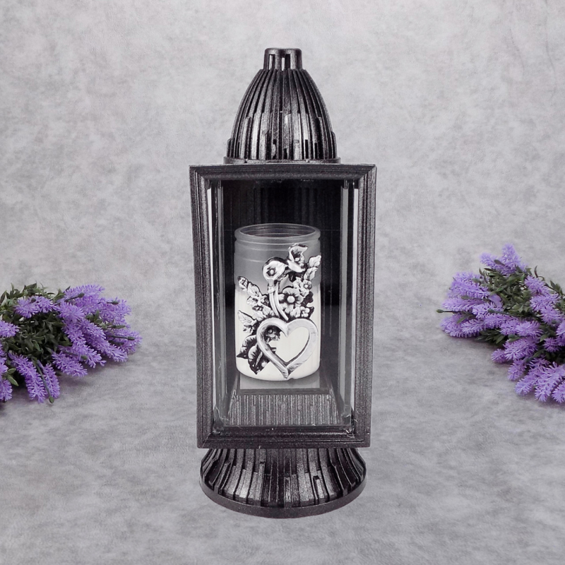 Лампадка середня аплікація з серцем GlassArt Km 14год