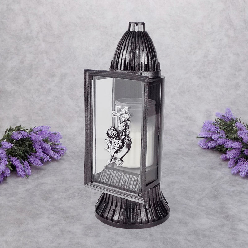 Лампадка середня аплікація з хрестиком GlassArt Km 14год