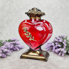 Лампадка скляна велика серце червона з золотистою трояндою Serce Ornament  45год
