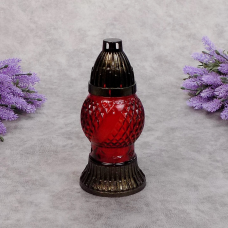 Лампадка скляна маленька куля 354U червона 14год