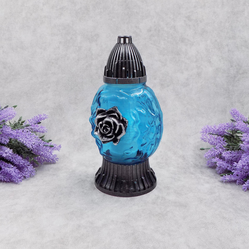 Лампадка скляна середня 50U блакитна 20год