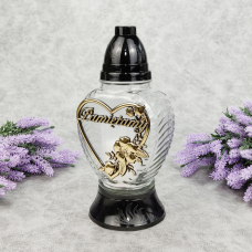 Лампадка скляна середня прозора серце L1210 Serce 20год