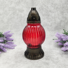 Лампадка скляна середня рельєфна LP492 Червона 20год