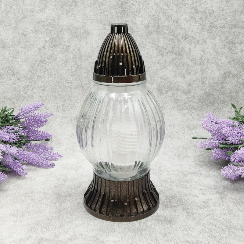 Лампадка скляна середня рельєфна LP492 прозора