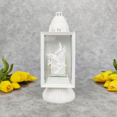 Лампадка середня біла голуб Glass art kapliczka 14год