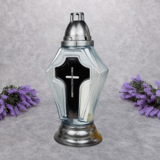 Лампадка скляна  велика з хрестом LPD Хрест 64год чорна