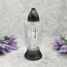 Лампадка скляна середня прозора квадратна LP222  33год