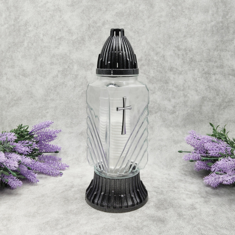 Лампадка скляна середня прозора квадратна LP222  33год