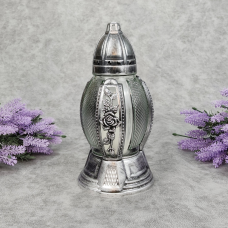 Лампадка скляна середня в ажурному оздобленні графіт 456P