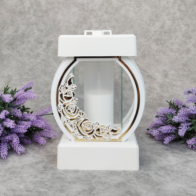 Лампадка велика біла з трояндами Kolo Ratan Roza Decor 120 год