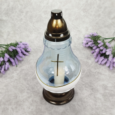 Лампадка велика скляна біла Koniak Tasma 64 год