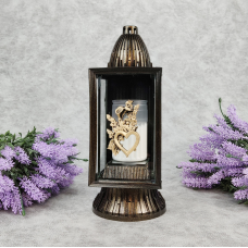 Лампадка середня бронзова аплікація із серцем GlassArt Km 14год