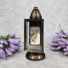 Лампадка середня бронзова аплікація із хрестом GlassArt Km 14год