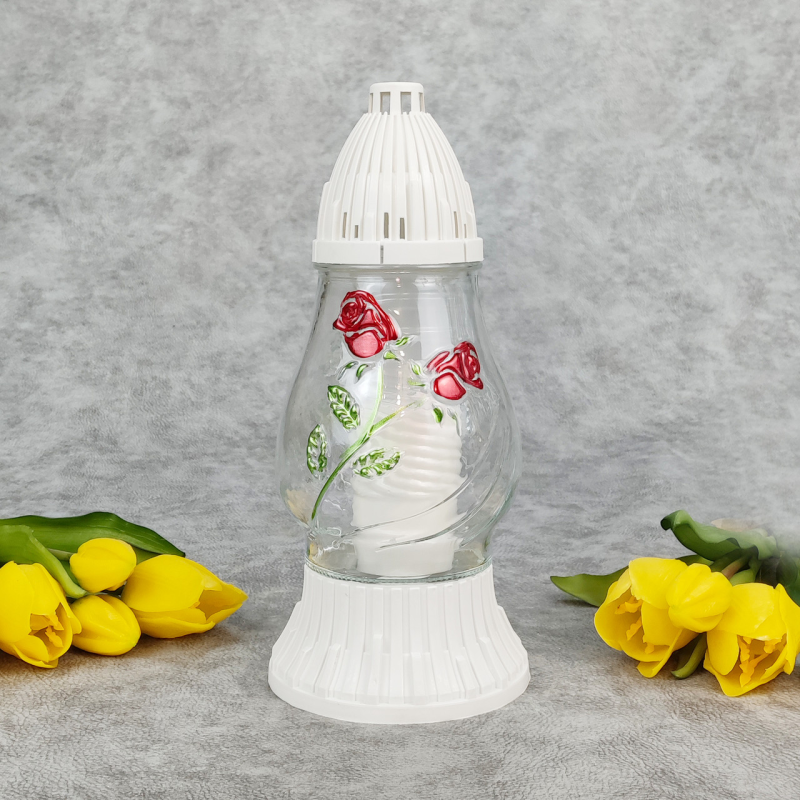 Лампадка скляна з квітковим орнаментом LP200