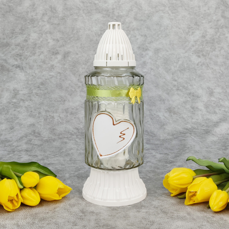 Лампадка середня скляна зі стрічкою 767U 33год Лампадка середня скляна зі стрічкою 767U 33год