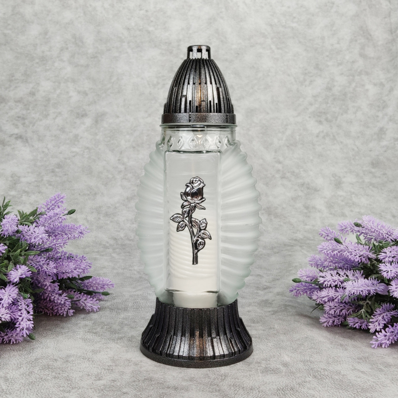 Лампадка скляна матова з вертикальним рельєфом LP1215 33год