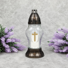 Лампадка скляна мала з хрестом LP348 18год