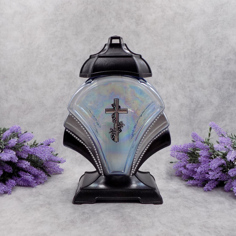 Лампадка скляна велика Віяло срібляста 45год