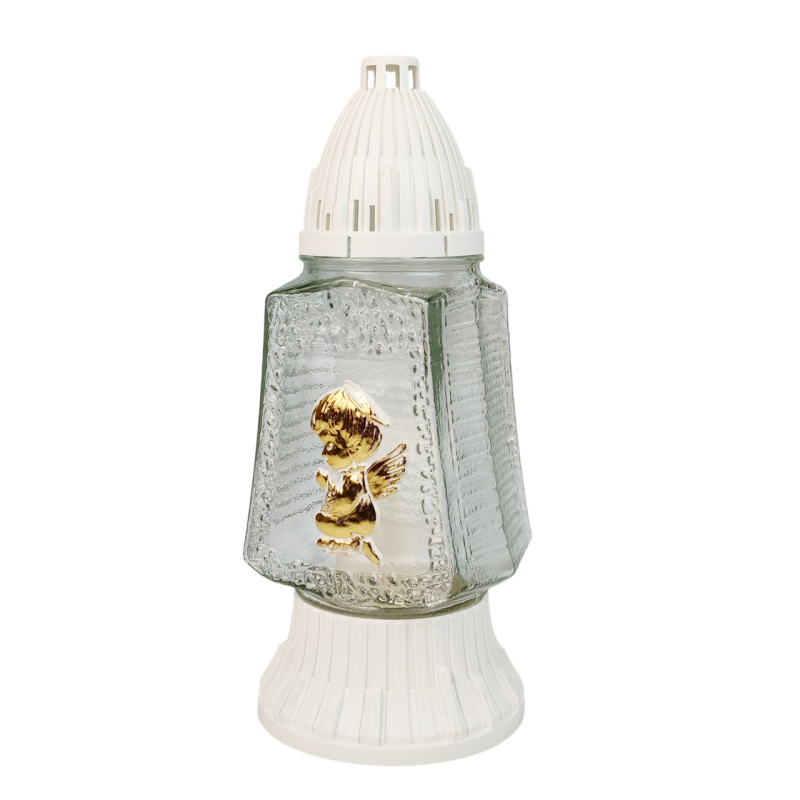 Лампадка середня з ангелом біла 570U 30год