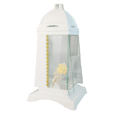 Лампадка середня  біла з аплікацією троянда Пам“ятаю Glass Art3