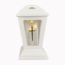 Лампадка капличка керамічна біла з хрестом