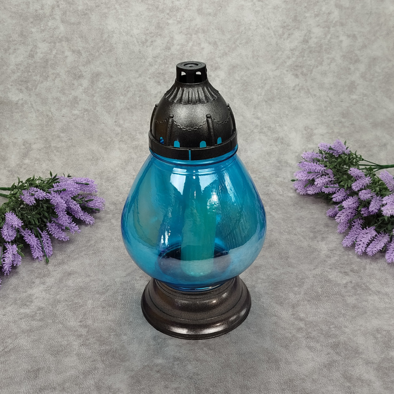 Лампадка велика скляна блакитна Koniak3 45год