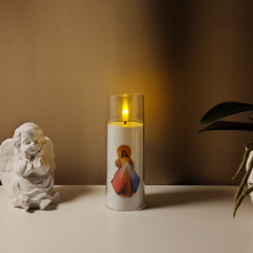 Свічка Led у прозорому циліндрі із зображенням Самарянин Sunlight 15 см