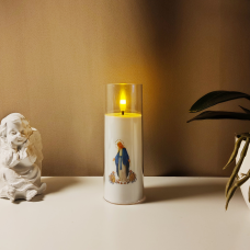 Свічка Led у прозорому циліндрі із зображенням Діва Марія Sunlight 15 см