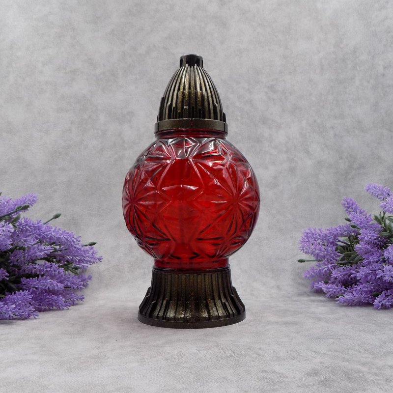 Лампадка скляна куля середня червона 20год Лампадка скляна куля середня червона 20год