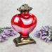 Лампадка скляна велика серце червона з золотистою трояндою Serce Ornament  45год