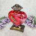 Лампадка скляна велика серце червона з золотистою трояндою Serce Ornament  45год