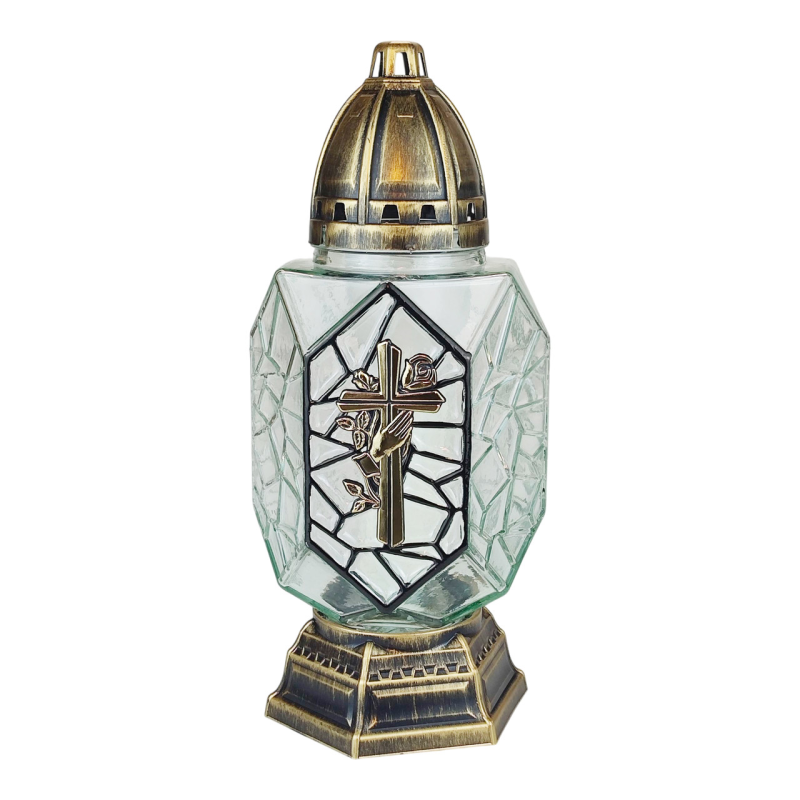 Лампадка скляна декоративна Castel бронзова вітраж